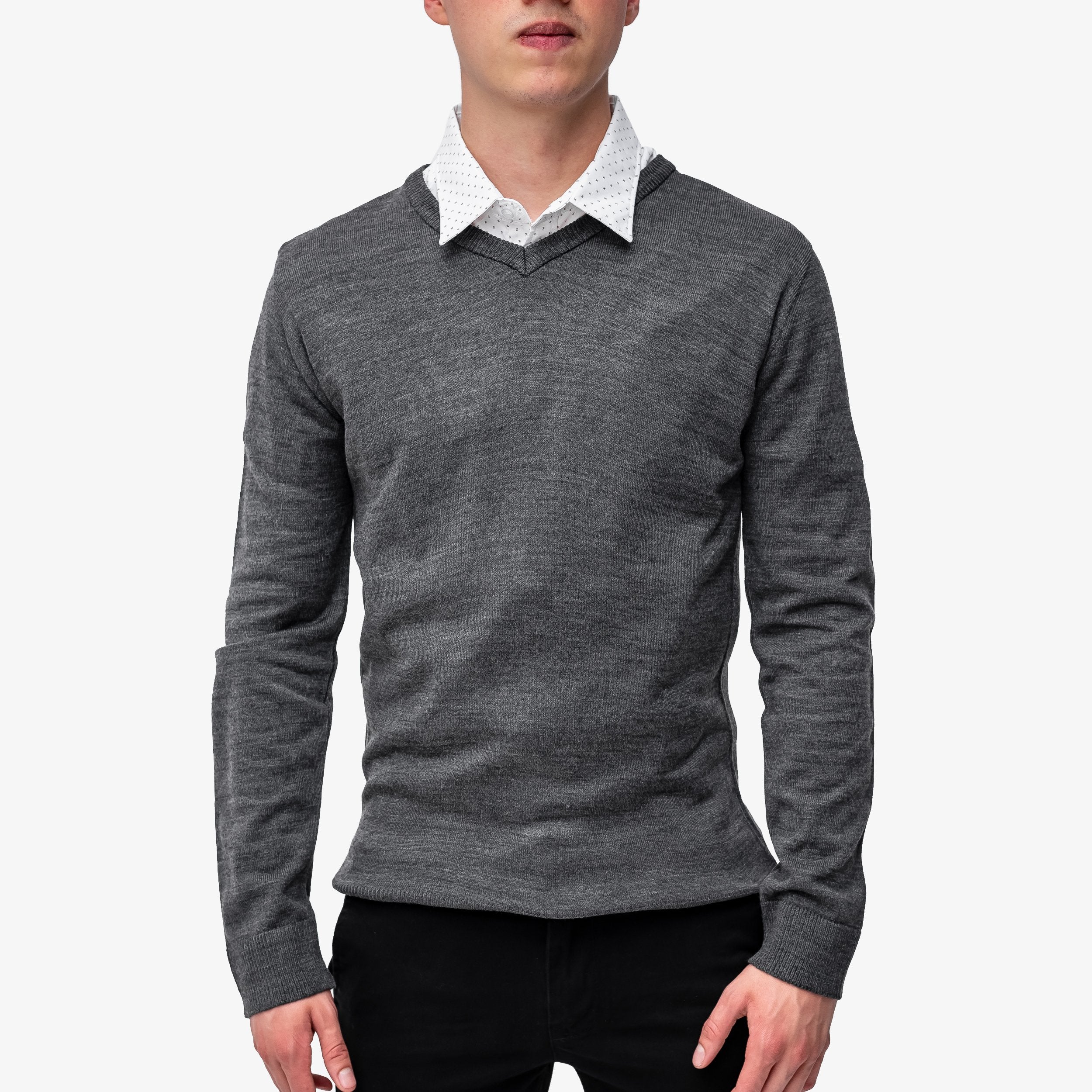 Ugholin - Jersey y Camisa 2 en 1 Cuello en V para Hombre, Talla S, Color  Gris: : Moda
