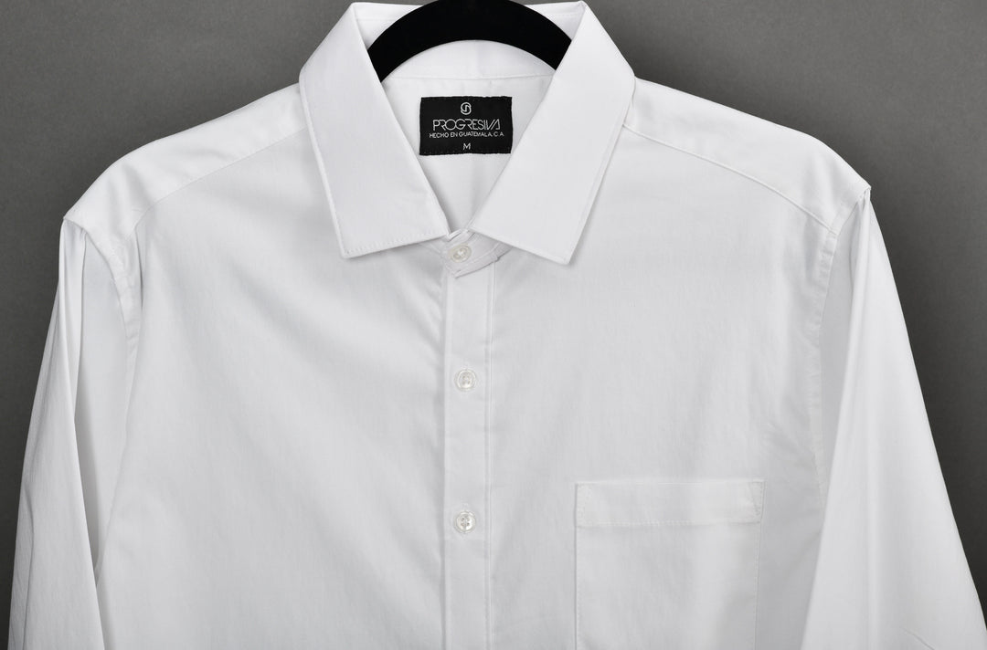 Camisa oxford manga larga cuello normal - blanca - STRETCH