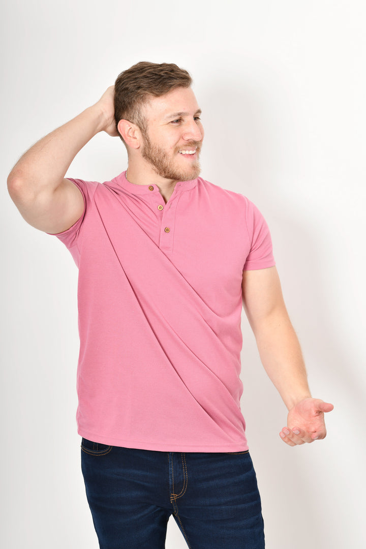 Polo cuello chino - rosa